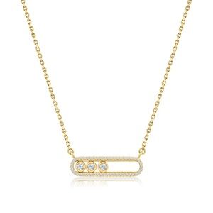 Gold Square Bar Link Necklace